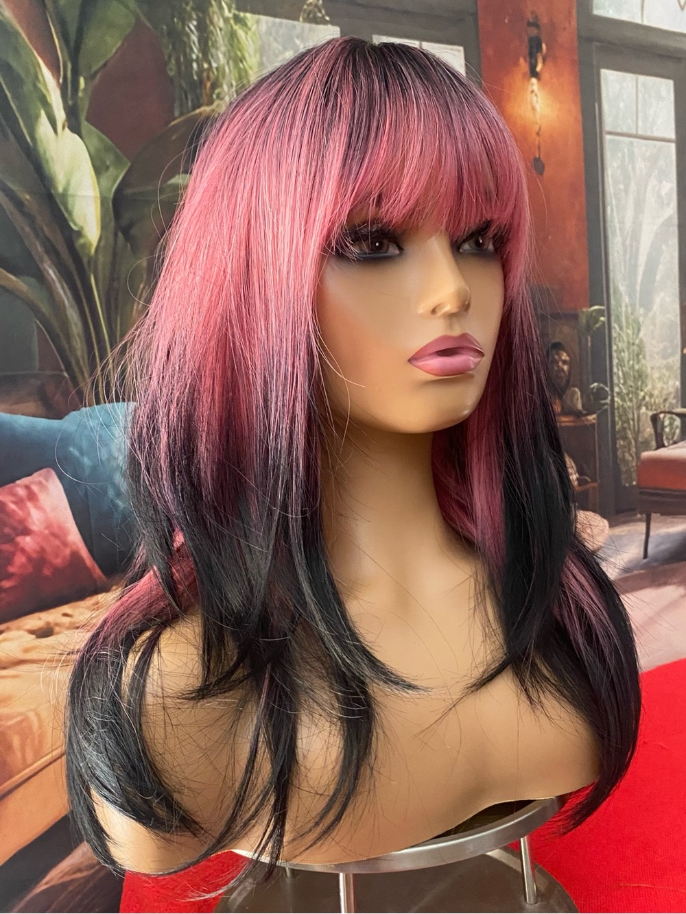 NEW! Hot Pink & Black Wig